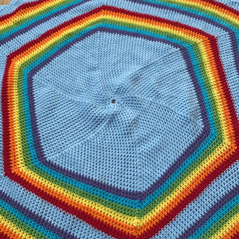 Rainbow Crocheted Hexagon Baby Blanket 🌈 - Picture 2 of 7
